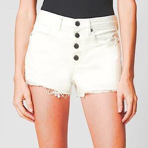 Hudson Jeans High Rise Waisted Exposed Button Stripe Frayed Shorts 27